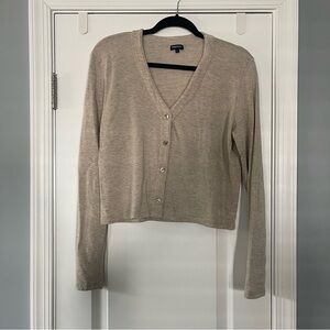 Bleusalt Shorty Cardigan Button Front Cropped Sand 6 2X XXL